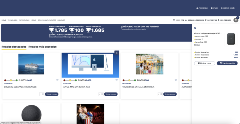 Portal de fidelazación - Carrito